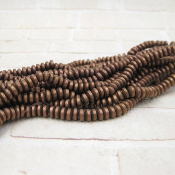 Bronze Hematite Rondelle Beads Full Strand Jewelry Making Supplies - Picture 5 of 5